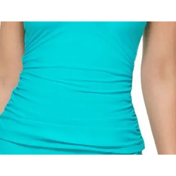 Calvin Klein V-Wire Bandeau Halter Tankini Top Swim Tropical Blue Small NWT - Picture 4 of 8